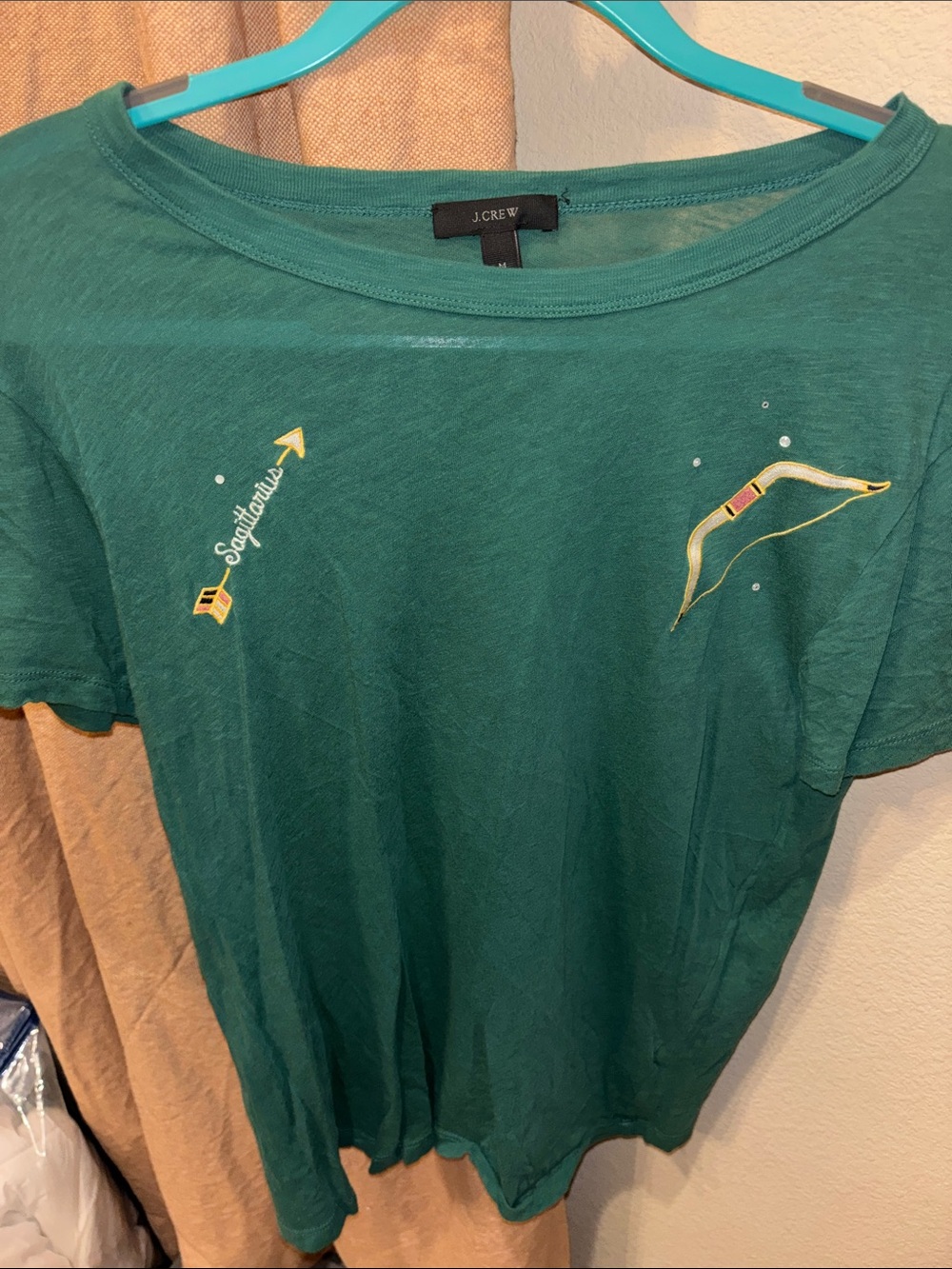 J. Crew Teal Short-Sleeve Tee with Sagittarius Motifs